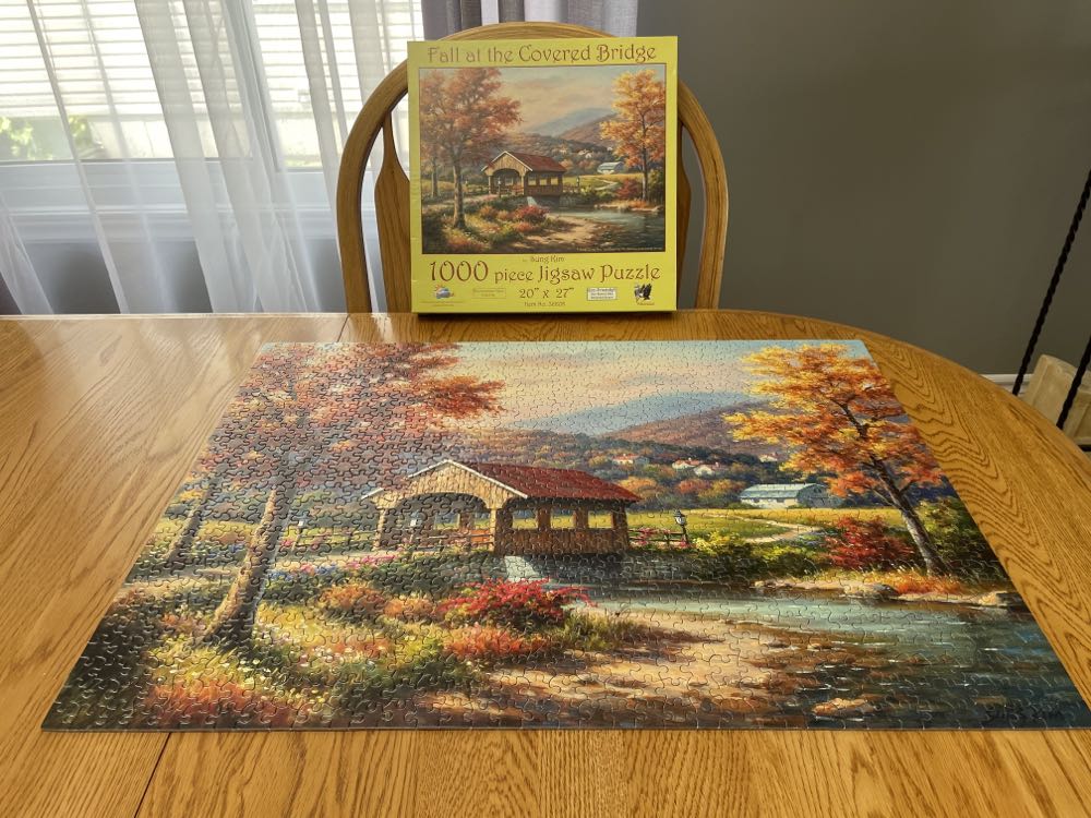 Fall At The Covered Bridge - SunsOut puzzle collectible [Barcode 796780366084] - Main Image 2