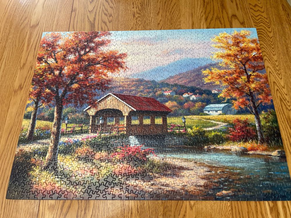 Fall At The Covered Bridge - SunsOut puzzle collectible [Barcode 796780366084] - Main Image 3