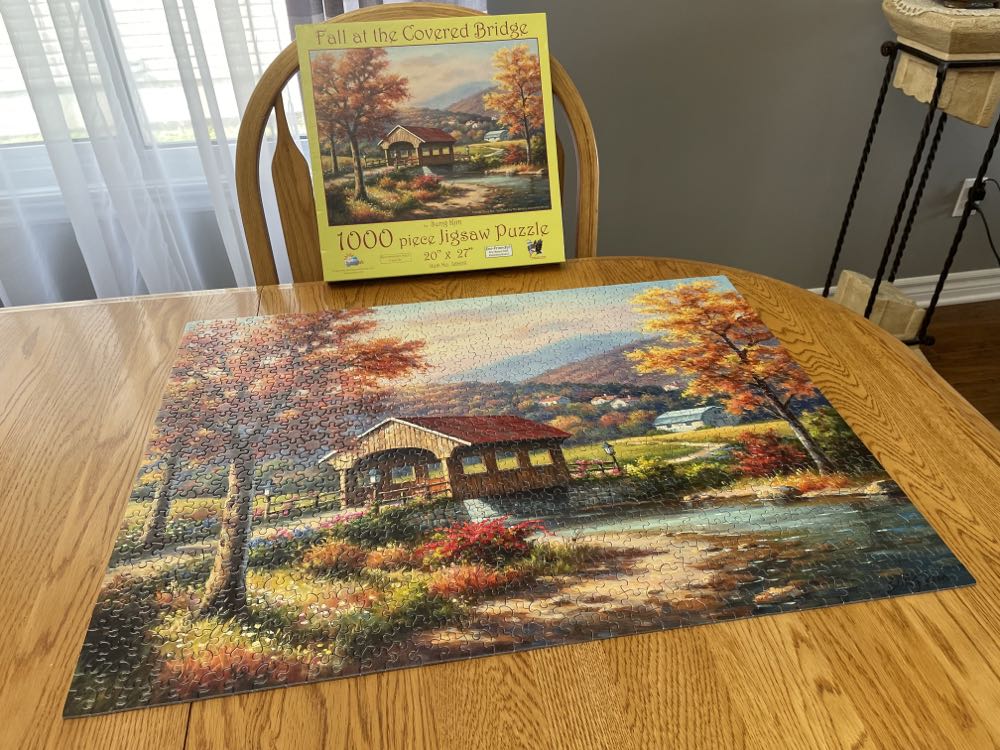Fall At The Covered Bridge - SunsOut puzzle collectible [Barcode 796780366084] - Main Image 4