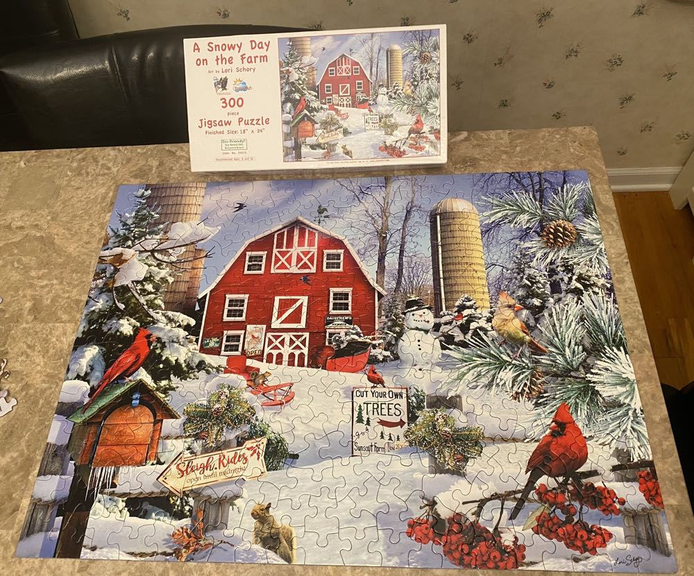 A Snowy Day On The Farm - SunsOut puzzle collectible [Barcode 796780350137] - Main Image 2