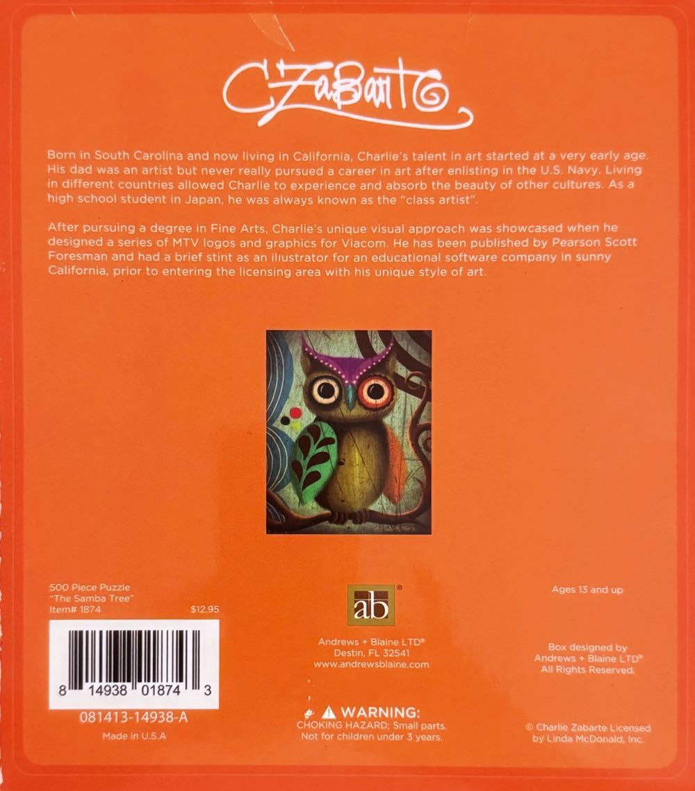 The Samba Tree (owl) - Andrew +  Blaine Ltd. puzzle collectible [Barcode 814938018743] - Main Image 3