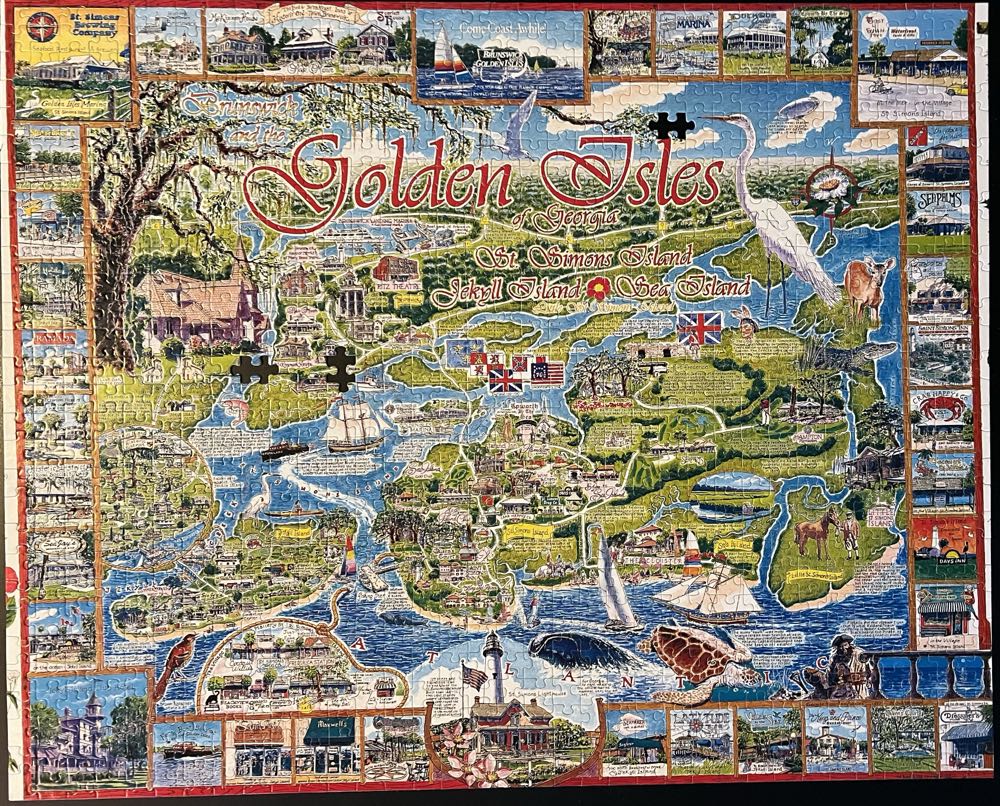 Brunswick and the Golden Isles of Georgia St. Simons Island, Jekyll Island & Sea Island - White Mountain Puzzles puzzle collectible [Barcode 724819247417] - Main Image 2