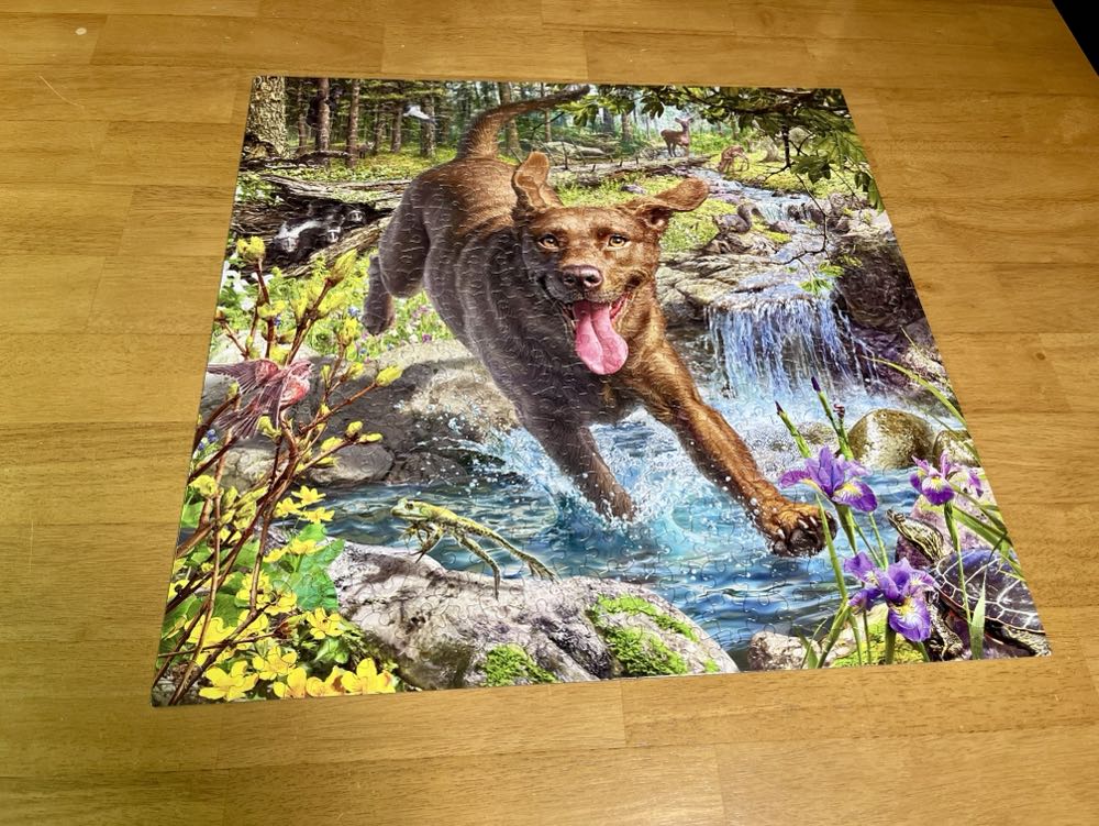 Mark Fredrickson Chocolate Lab In Waterfall - Ceaco puzzle collectible [Barcode 021081240901] - Main Image 2