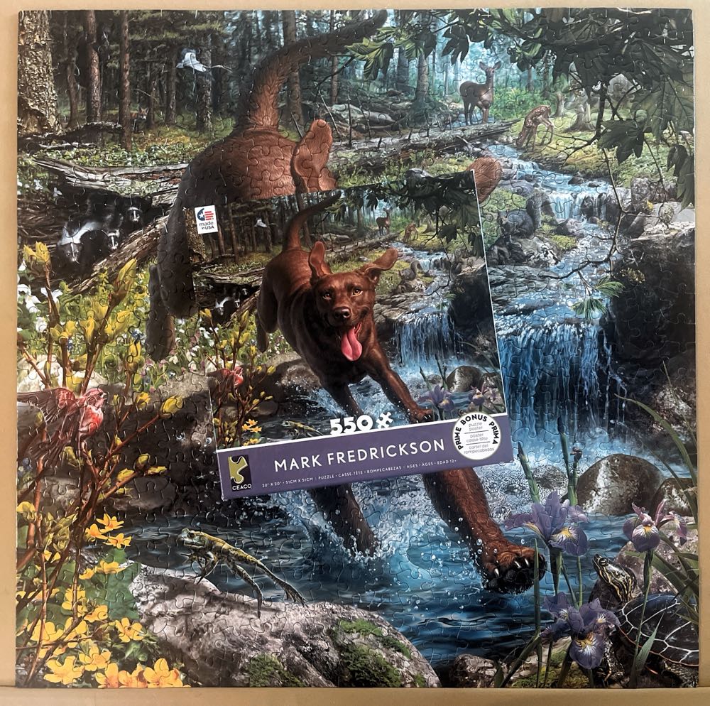 Mark Fredrickson Chocolate Lab In Waterfall - Ceaco puzzle collectible [Barcode 021081240901] - Main Image 4