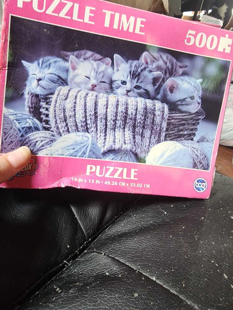 Sure Lox 500 Piece Puzzle Time Together 6 Tabby Kittens In A Yarn Basket New  puzzle collectible [Barcode 686141112200] - Main Image 1