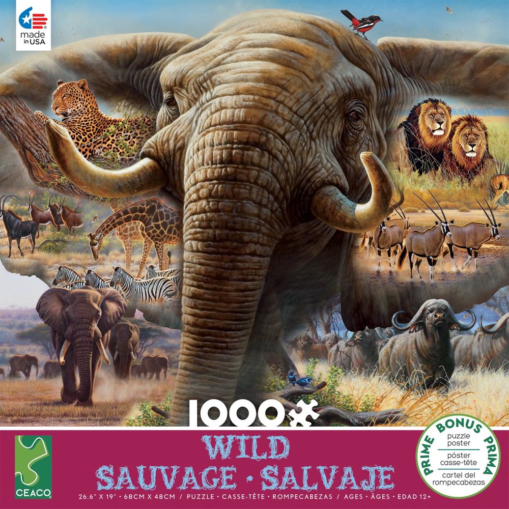Wild Elephant Collage - Ceaco puzzle collectible - Main Image 1