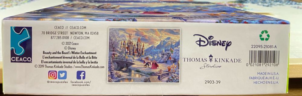 Thomas Kinkade: Beauty and The Beast’s Winter Enchantment - Ceaco Disney puzzle collectible [Barcode 021081292108] - Main Image 2