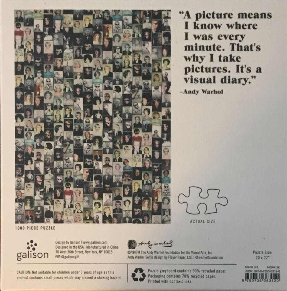 Andy Warhol Selfies - Galison puzzle collectible [Barcode 9780735363120] - Main Image 2