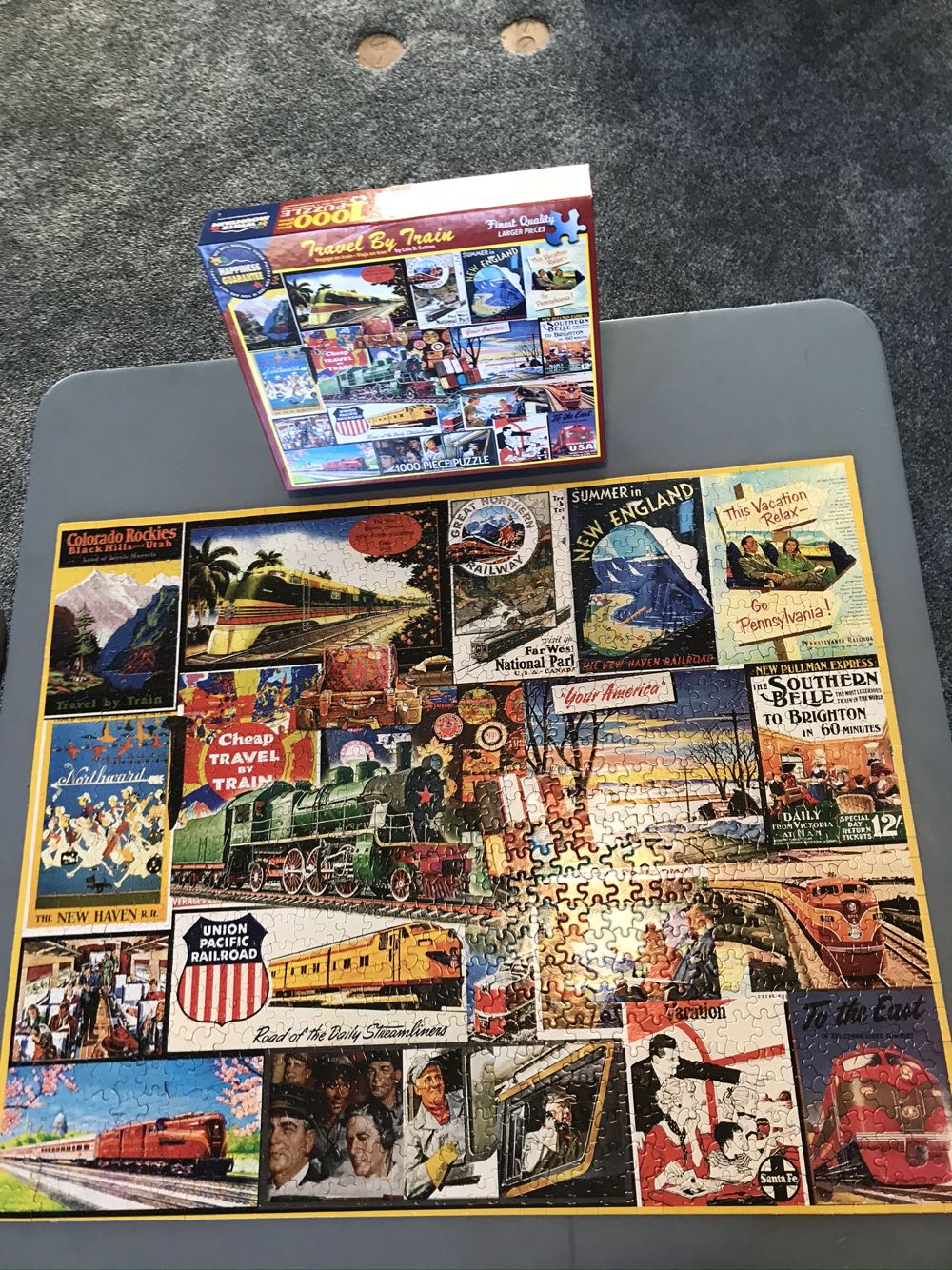 Sold - Travel By Train 1 - White Mountain puzzle collectible - Main Image 2