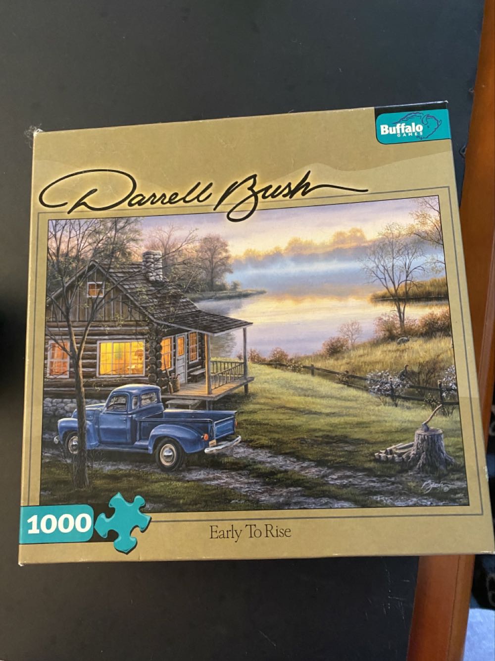Jigsaw Puzzle Pcs Log Cabin Truck Lake Sunrise Darrell Bush Artist Complete  puzzle collectible [Barcode 079346112234] - Main Image 2