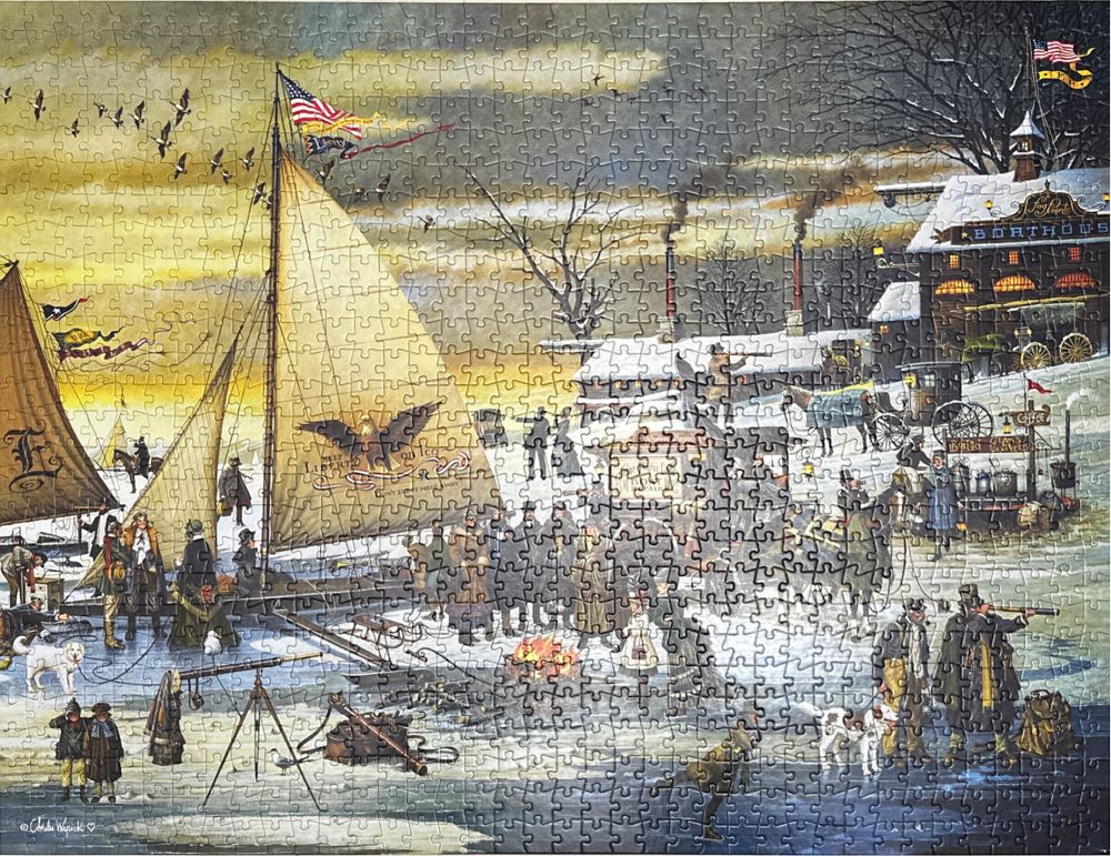 Charles Wysocki-Ice Riders On The Chesapeake Bay  (Item#11512) - Buffalo puzzle collectible [Barcode 079346115129] - Main Image 3