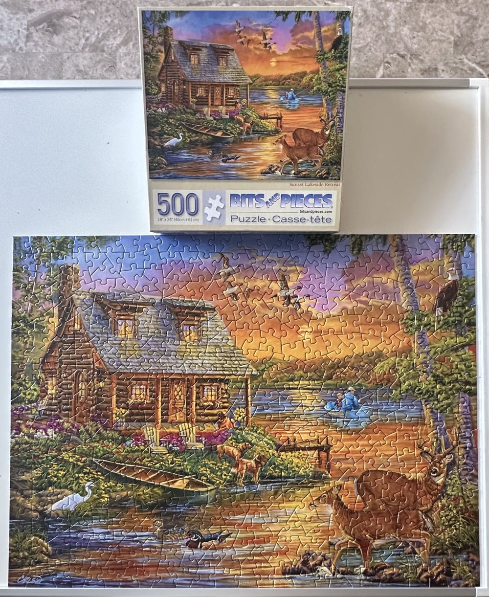 Sunset Lakeside Retreat - Bits And Pieces puzzle collectible [Barcode 192949031051] - Main Image 2