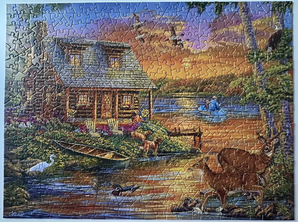 Sunset Lakeside Retreat - Bits And Pieces puzzle collectible [Barcode 192949031051] - Main Image 3