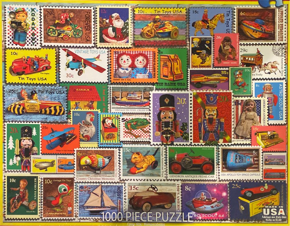 Christmas Toy Stamps - White Mountain puzzle collectible [Barcode 724819261369] - Main Image 2