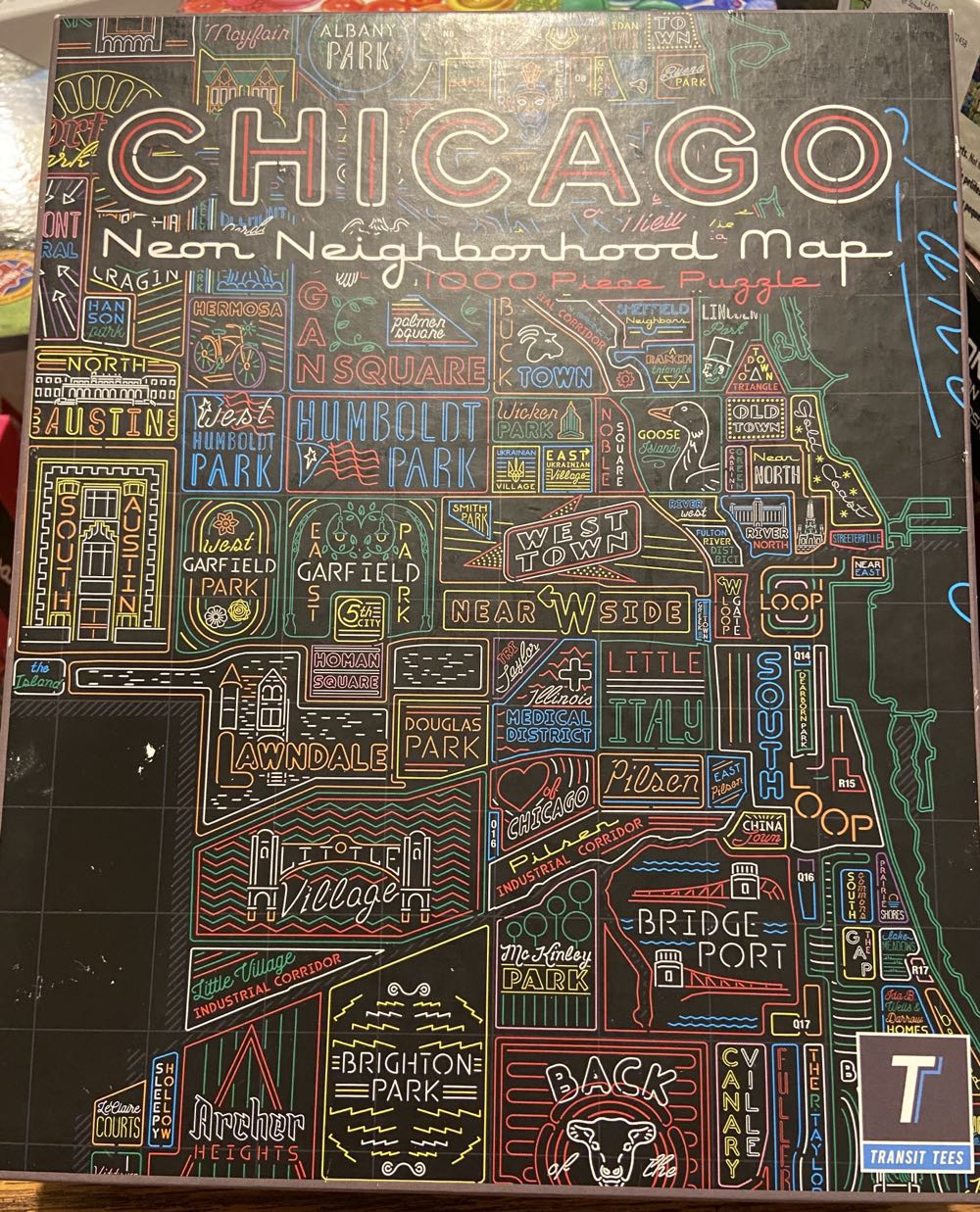 Chicago Neon Map - Transit Tees puzzle collectible - Main Image 1