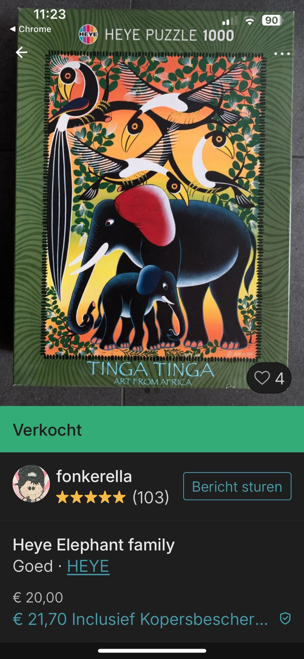 Tinga Tinga Elephant Family - Heye Puzzle puzzle collectible [Barcode 4001689294588] - Main Image 4