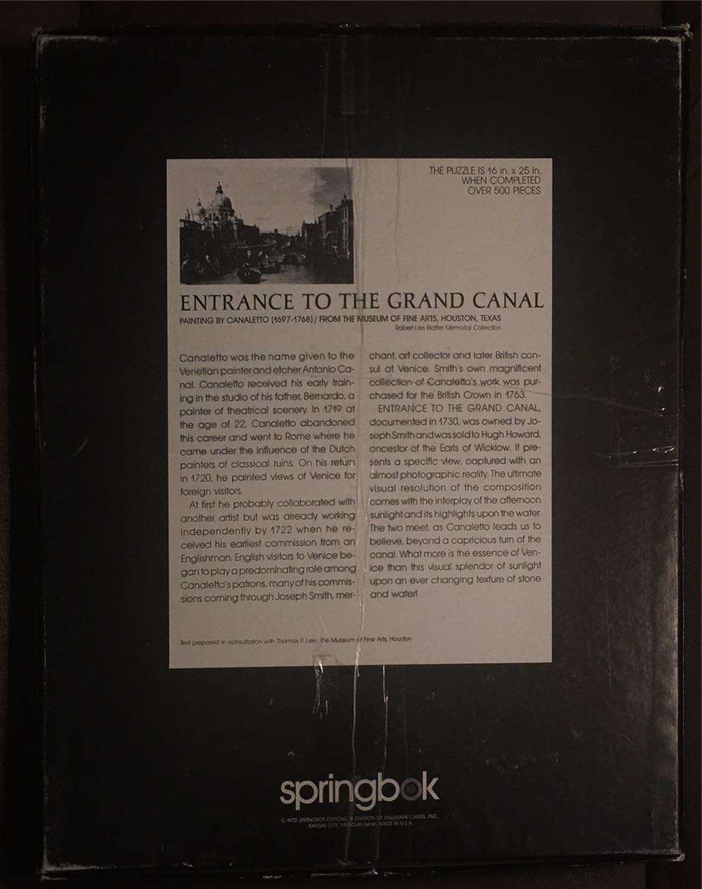 Entrance to the Grand Canal - Springbok puzzle collectible - Main Image 2