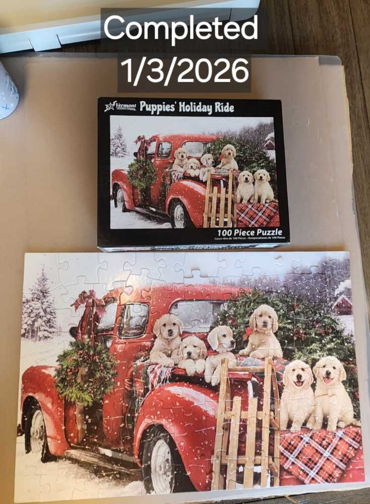 Puppies’ Holiday Ride - Vermont Christmas Company puzzle collectible [Barcode 819273021991] - Main Image 3