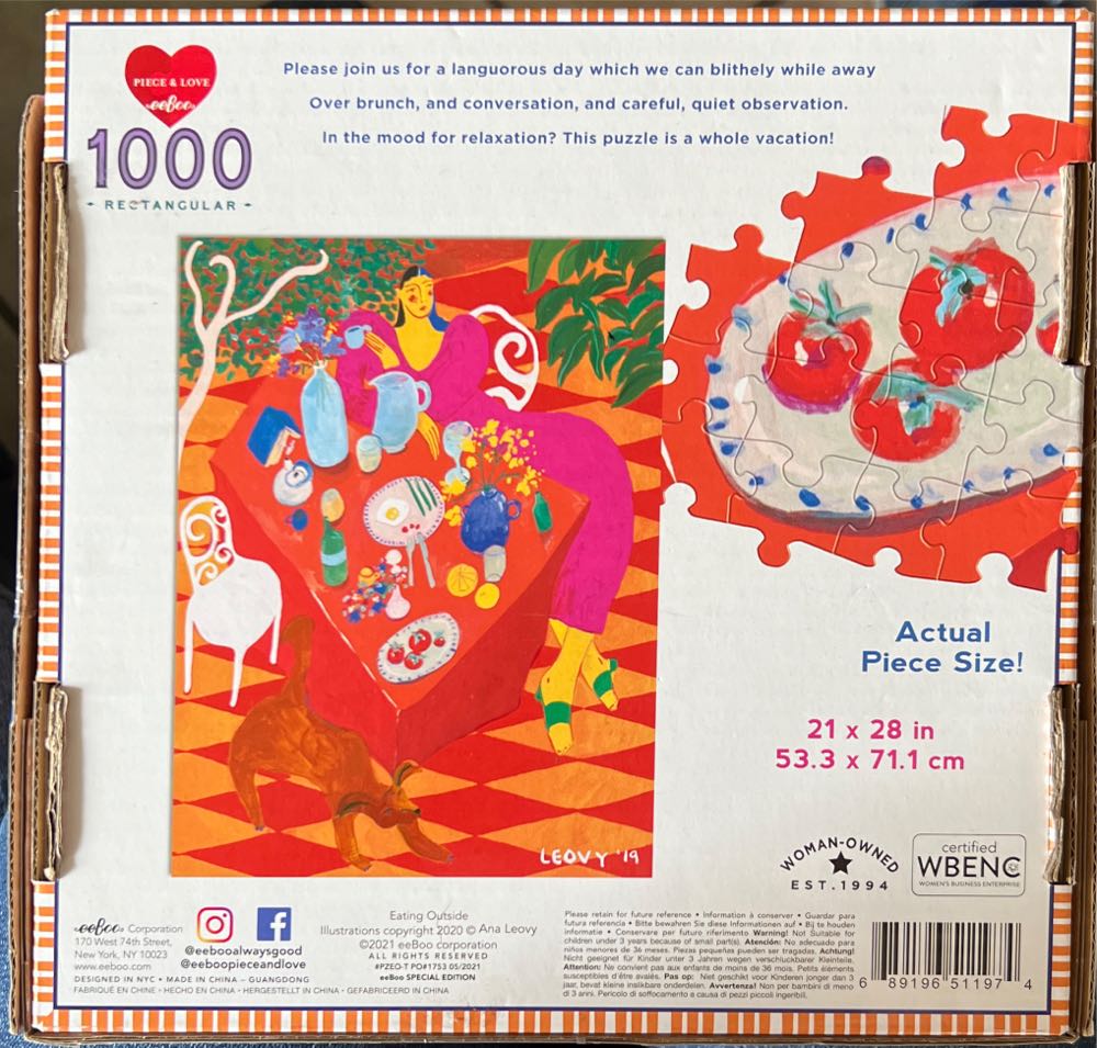 Eating Outside - eeBoo Piece & Love puzzle collectible [Barcode 689196511974] - Main Image 2