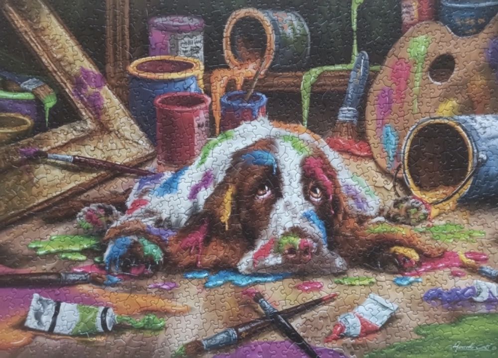 Puppy Picasso - Vermont Christmas Company puzzle collectible [Barcode 819273023377] - Main Image 3