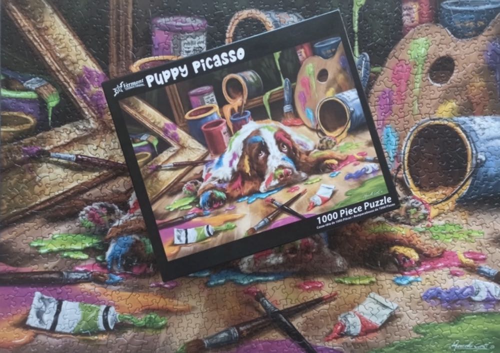 Puppy Picasso - Vermont Christmas Company puzzle collectible [Barcode 819273023377] - Main Image 4