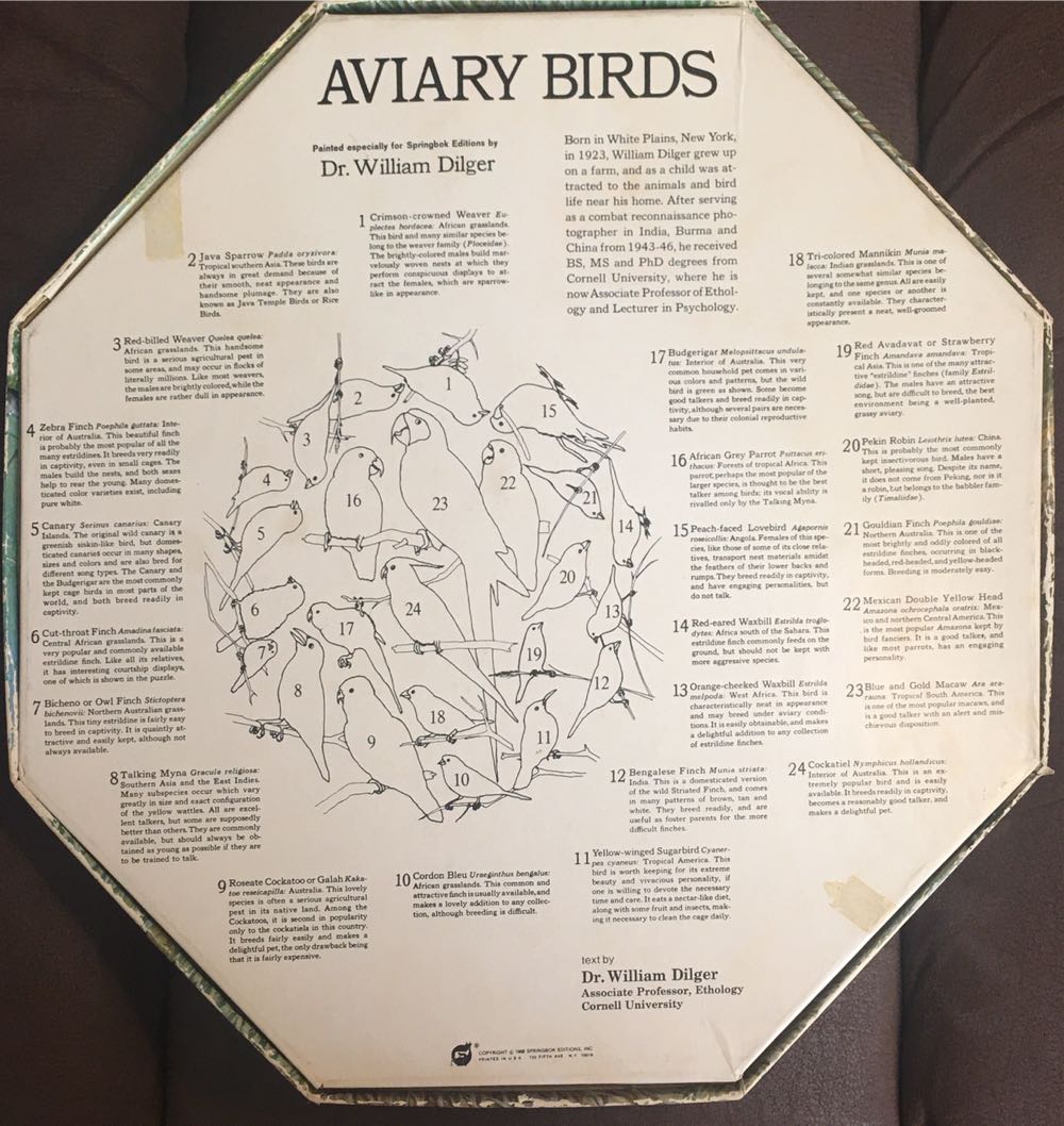 Aviary Birds - Octagon - Springbok puzzle collectible - Main Image 2