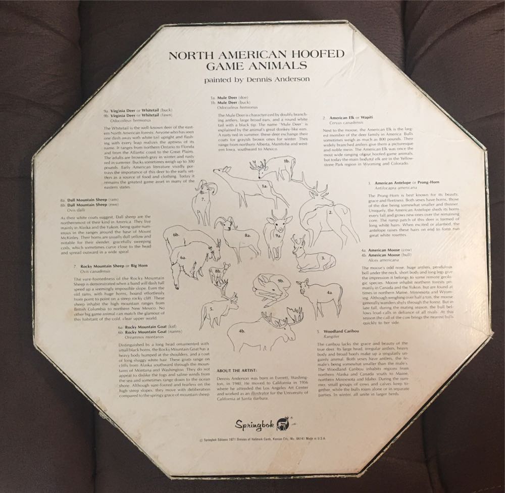 North American Hoofed Game Animals - Octagon - Springbok puzzle collectible - Main Image 2