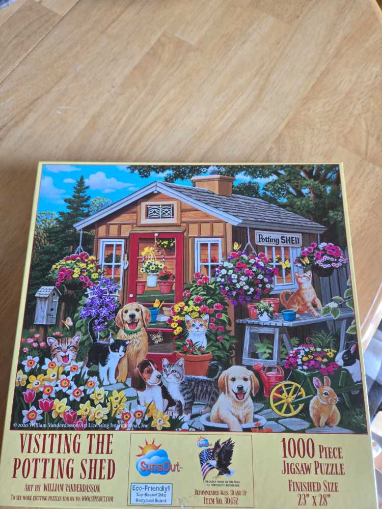 Visiting The Potting Shed - SunsOut puzzle collectible [Barcode 796780304529] - Main Image 2