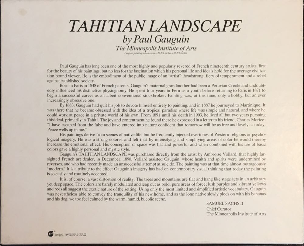 *Tahitian Landscape - Springbok puzzle collectible - Main Image 2