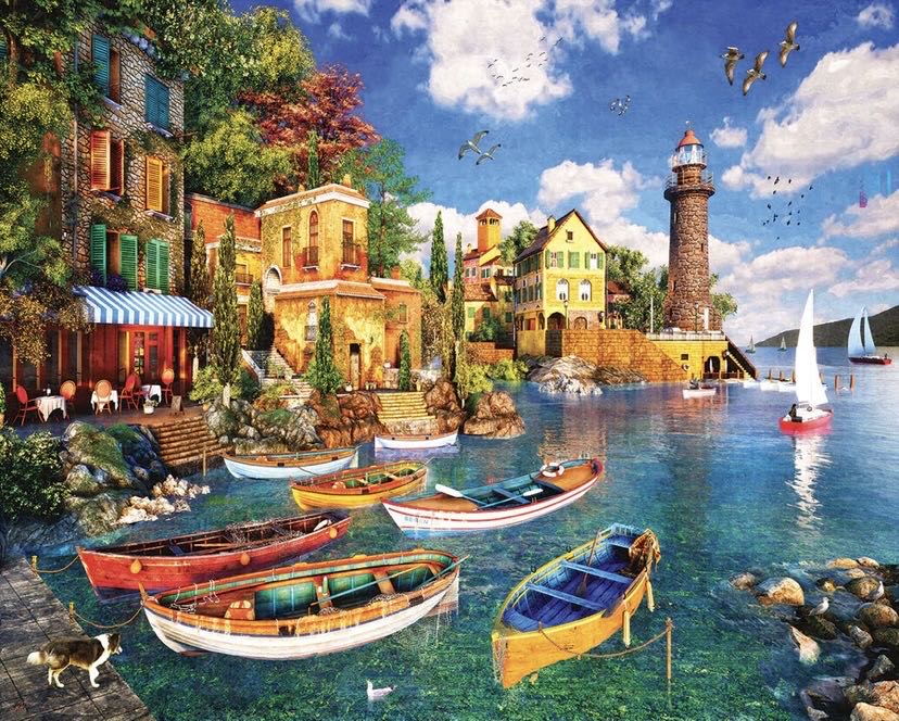 Mediterranean Harbor - White Mountain puzzle collectible [Barcode 724819264650] - Main Image 2