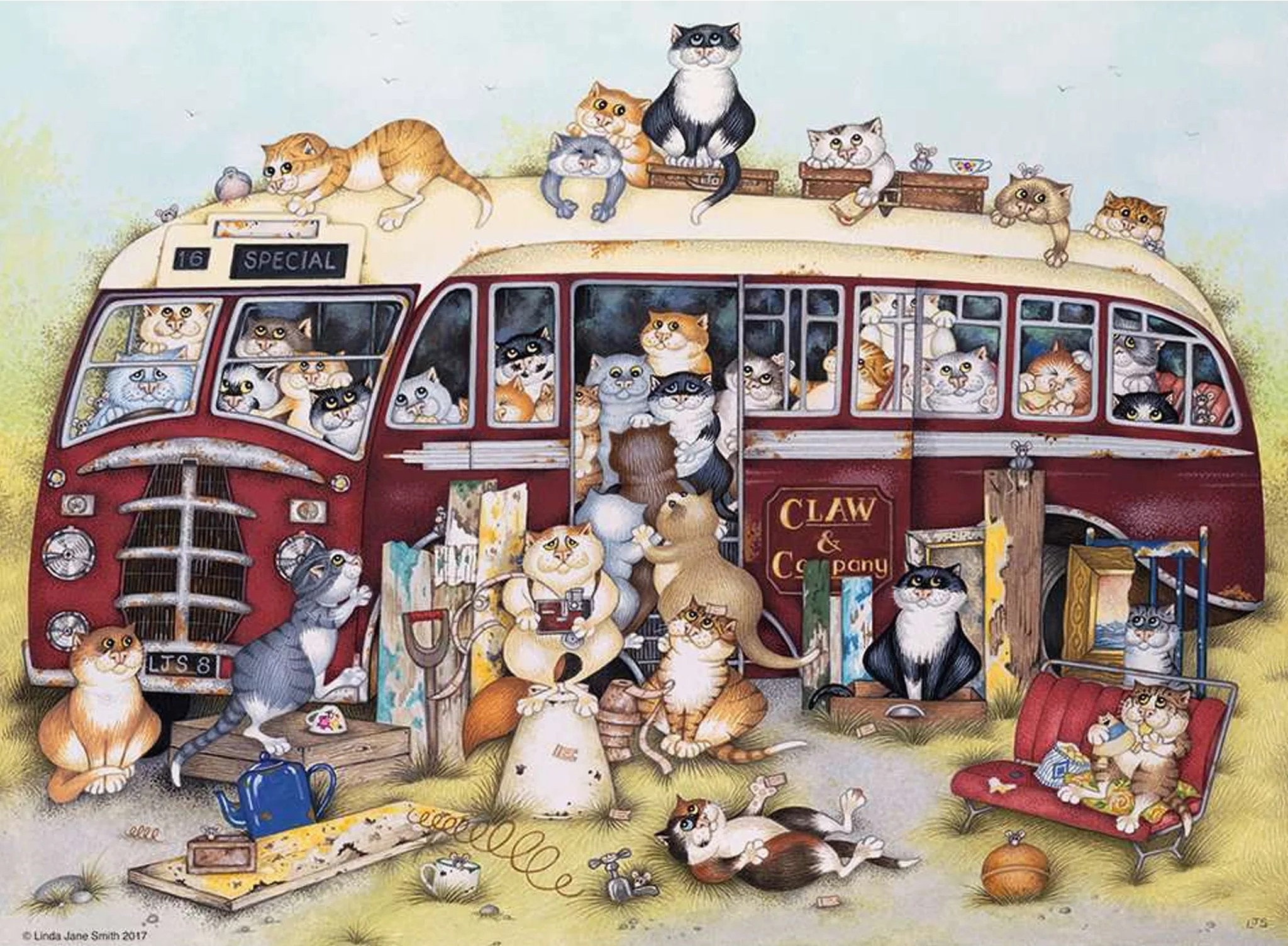 Crazy Cats…on the Coach Trip - Cheryl/Stephanie - Ravenburger puzzle collectible - Main Image 2