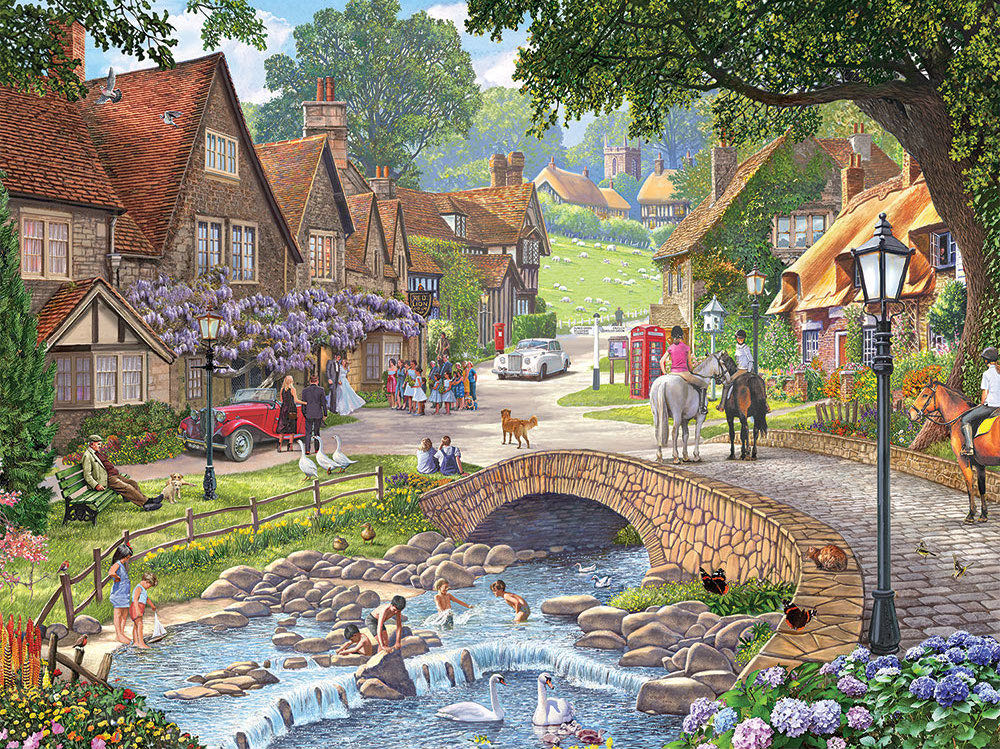 Summer Village Stream - Bits & Pieces puzzle collectible [Barcode 192949039323] - Main Image 2