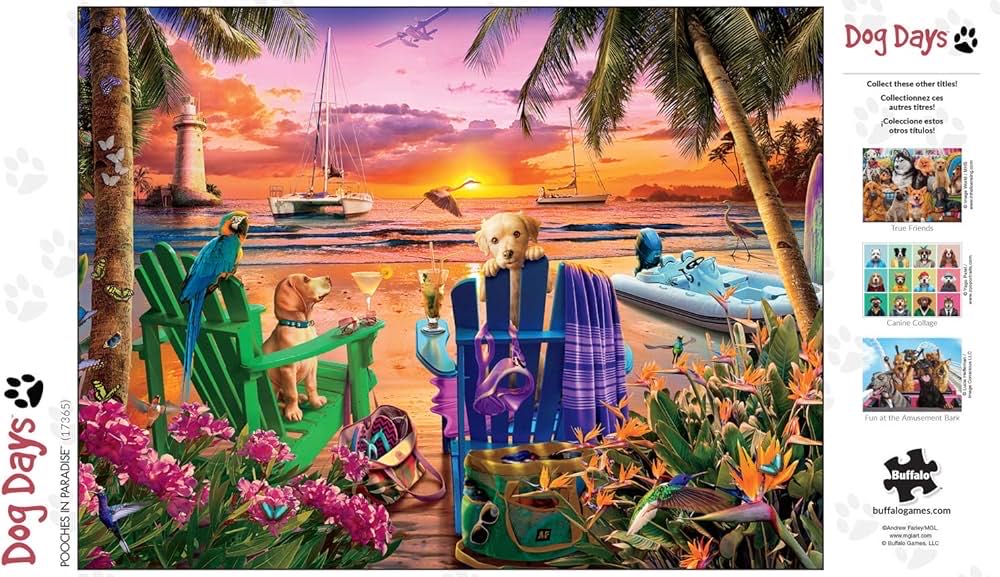 Pooches In Paradise - Buffalo Games puzzle collectible [Barcode 079346173655] - Main Image 2