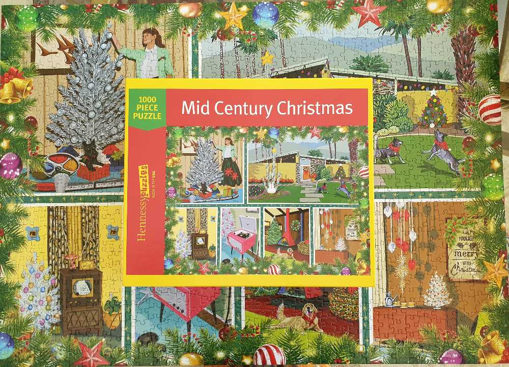 Mid Century Christmas Piece Jigsaw Puzzle Give The Gift Of Warm Memories And Shared Fun This Holiday Season! DONATED Shelby Library - Hannessey puzzle collectible [Barcode 706259280018] - Main Image 2