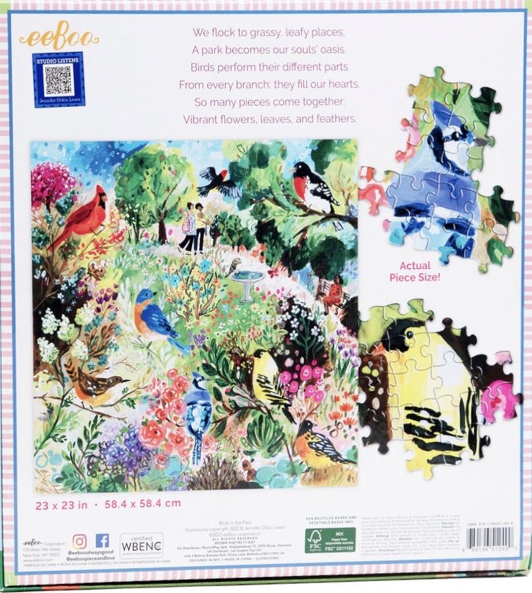Birds In The Park 🐦 (Tamara lenen) - Eeboo puzzle collectible [Barcode 689196512490] - Main Image 4