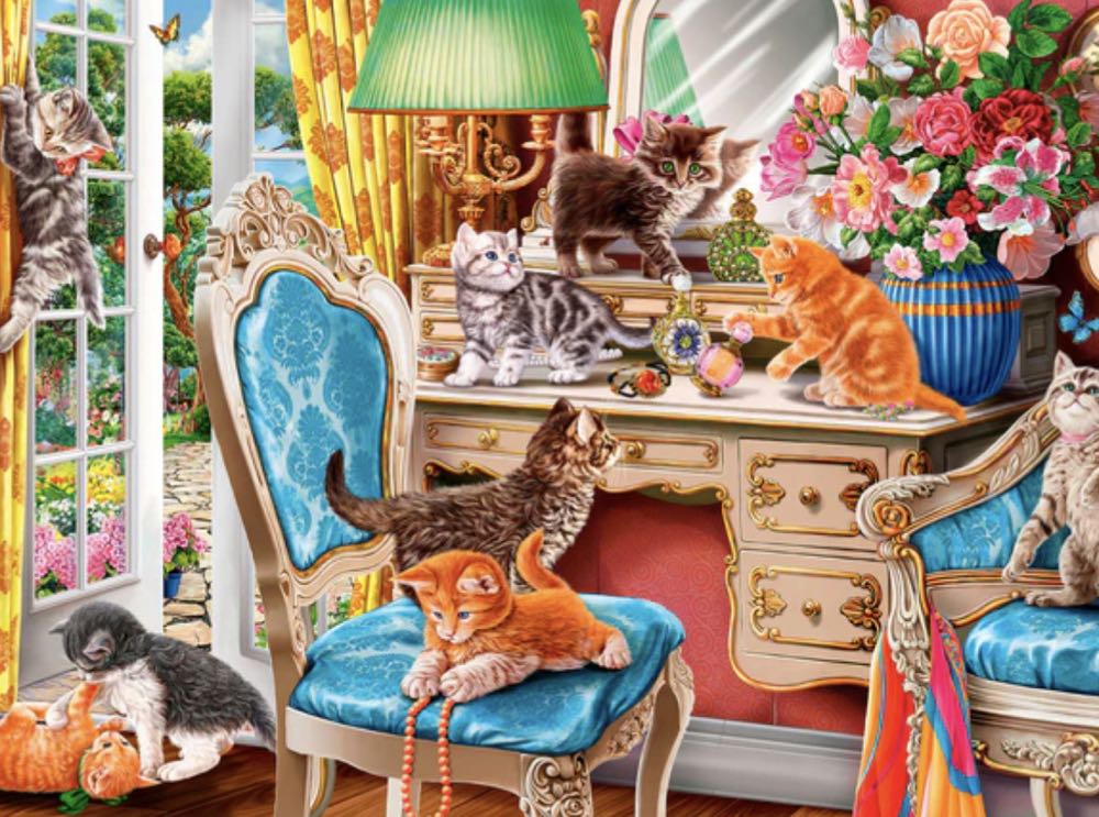 Kittens in the Bedroom - Ceaco puzzle collectible [Barcode 021081232586] - Main Image 2