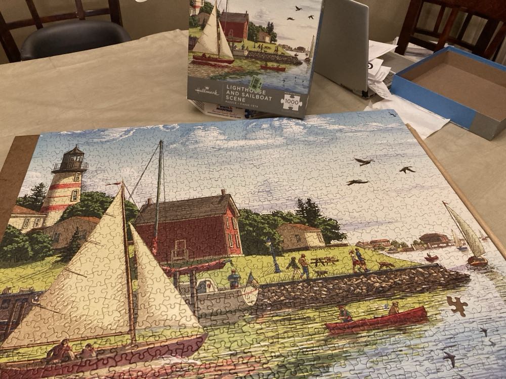 Lighthouse and Sailboat Scene - Hallmark puzzle collectible [Barcode 763795594177] - Main Image 2