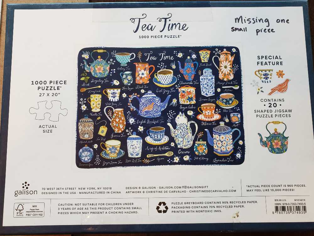 Tea Time - Galison puzzle collectible [Barcode 9780735374935] - Main Image 4