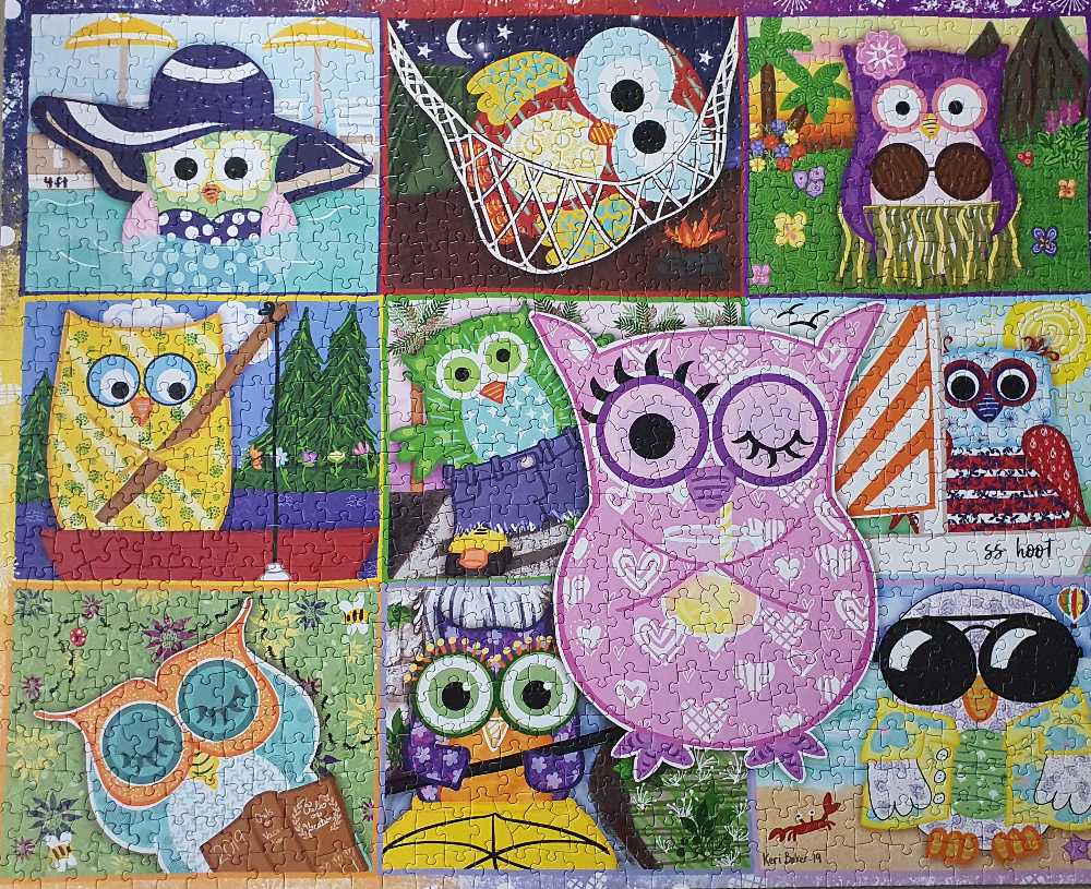 Owls On Vacation - Heritage Puzzle Inc puzzle collectible [Barcode 654497903018] - Main Image 2