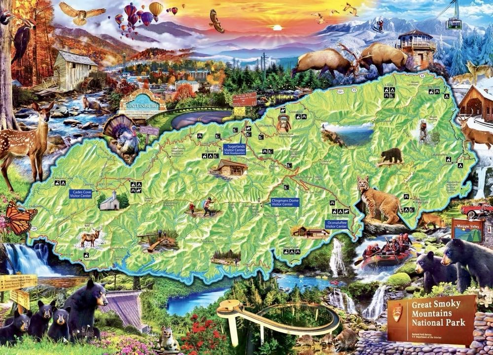 Great Smoky Mountains Map (NIB) NFT - MasterPieces puzzle collectible [Barcode 705988721465] - Main Image 2