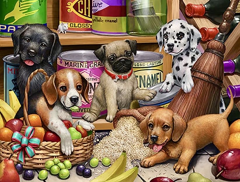 Larder Puppies - From Cheryl - SunsOut puzzle collectible [Barcode 796780431010] - Main Image 2