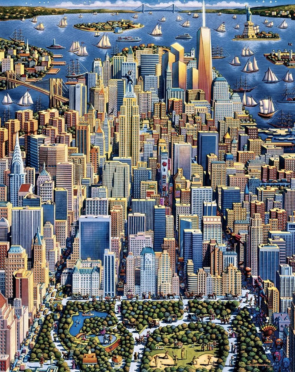 New York 🆕 - Dowdle Folk Art puzzle collectible [Barcode 671095400930] - Main Image 2