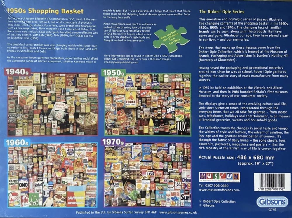 Shopping Basket 1950 - Gibsons 🇬🇧 puzzle collectible [Barcode 5012269007152] - Main Image 4