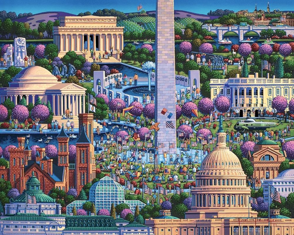 Washington DC Mall 🆕 - Dowdle Folk Art puzzle collectible [Barcode 671095104425] - Main Image 2