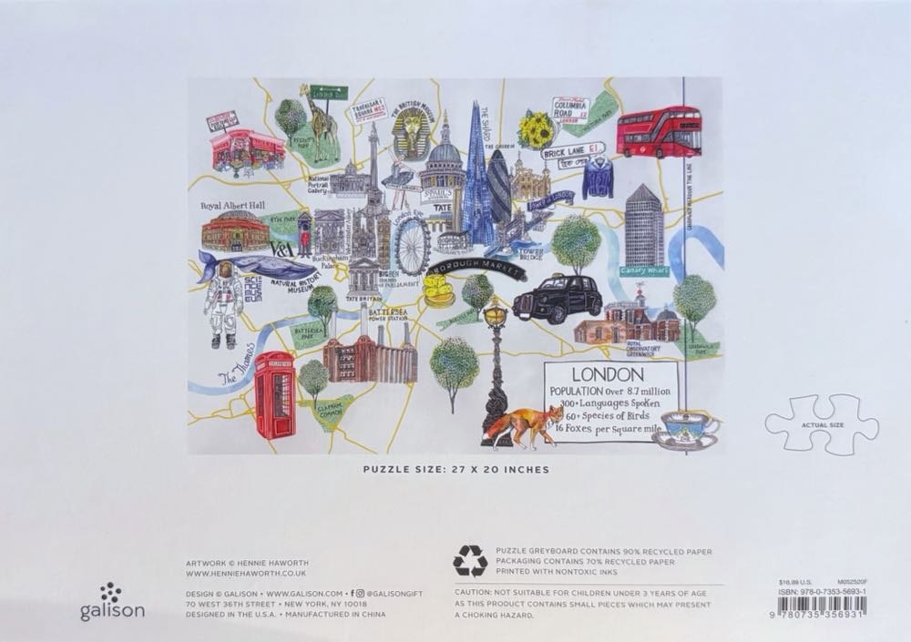 London Map - Galison puzzle collectible [Barcode 9780735356931] - Main Image 3