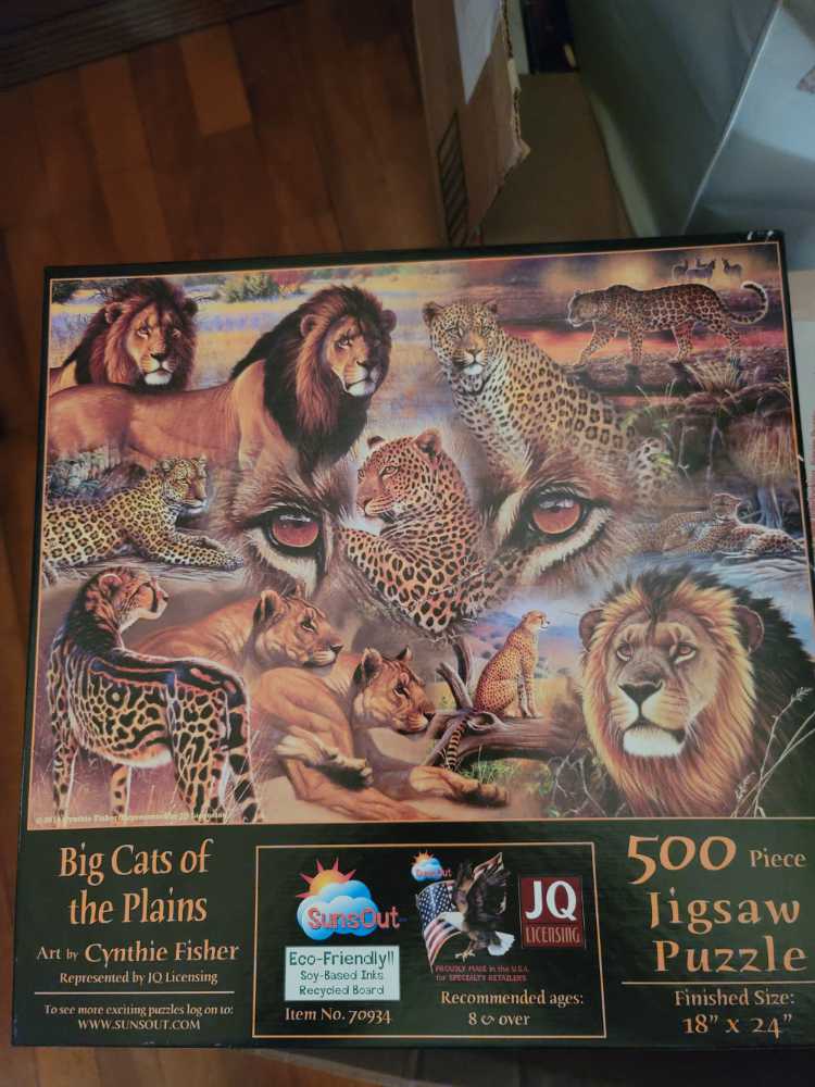 Big Cats Of The Plains - SunsOut puzzle collectible [Barcode 796780709348] - Main Image 2