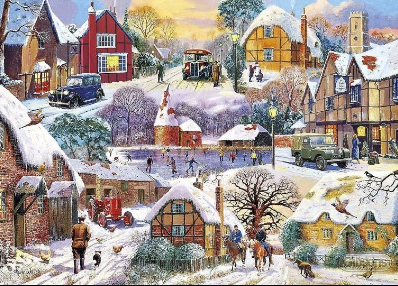 Winter Cottages - Gibsons 🇬🇧 puzzle collectible [Barcode 5012269063264] - Main Image 2