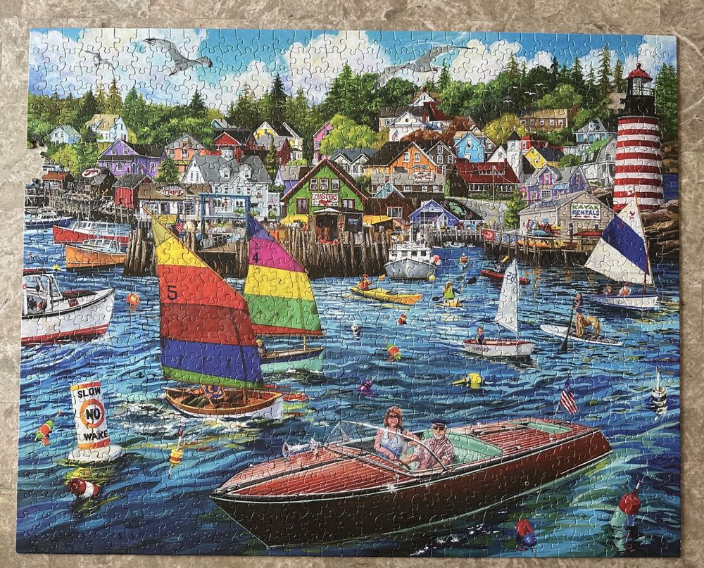 Harbor Fun - White Mountain Puzzles puzzle collectible [Barcode 724819264384] - Main Image 3