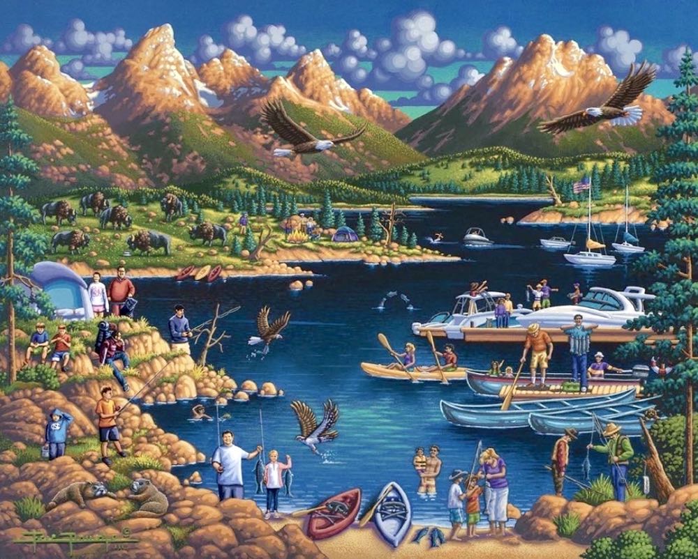 Grand Teton National Park - Dowdle Folk Art puzzle collectible [Barcode 671095003414] - Main Image 2
