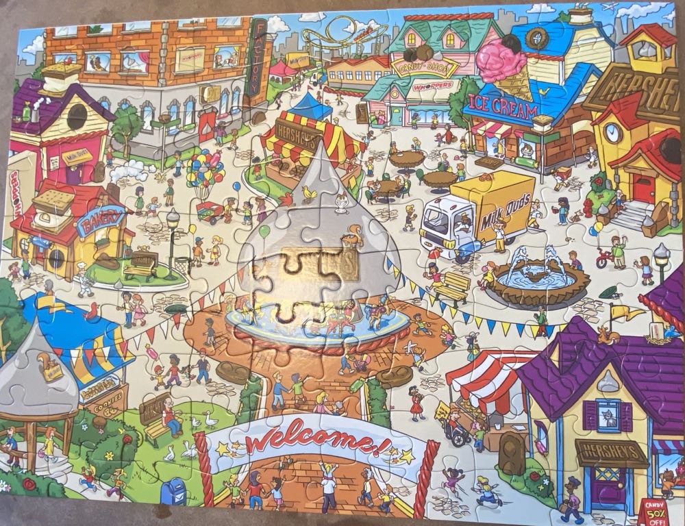 Masterpieces 100 Piece Family Jigsaw Puzzle For Kids 101 Things To Spot In Hersheyville 14”x19” - MasterPieces puzzle collectible [Barcode 705988120046] - Main Image 2